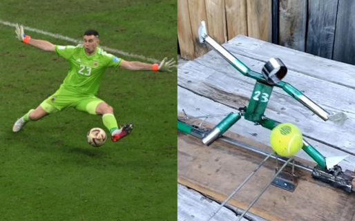 Con una reposera reciclada inmortalizó la épica atajada de Dibu Martínez en la final del Mundial: “Sos un genio”