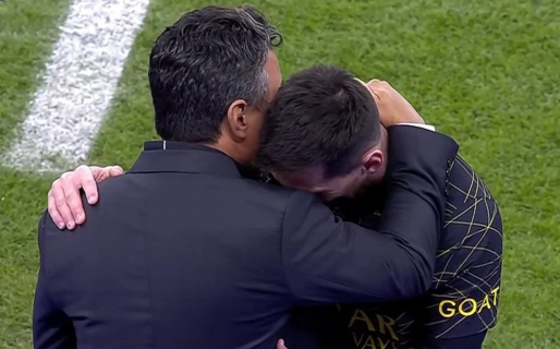 El emocionante abrazo de Messi y Gallardo: sonrisas, buena onda y una larga charla