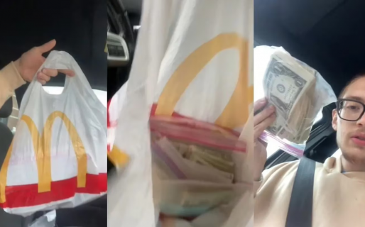 Compró una hamburguesa y al abrir la bolsa encontró US$5000