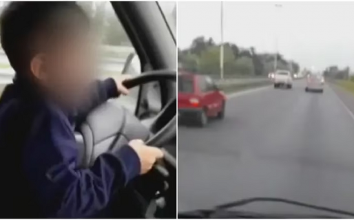 Un padre obligó a su hijo de 7 años a manejar por una autopista y lo grabó: “Dale boludo, llevalo derecho”