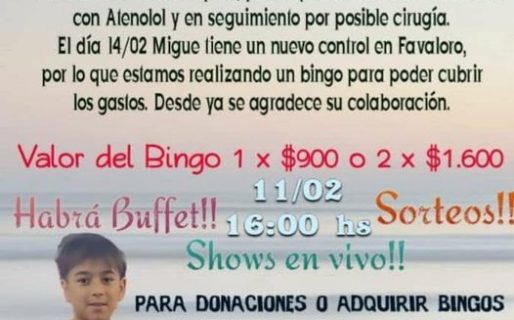Organizan un bingo solidario para ayudar a un pequeño futbolista de la ciudad