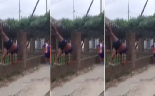 Delincuente con mala suerte: fue a robar y quedó enganchado de una reja