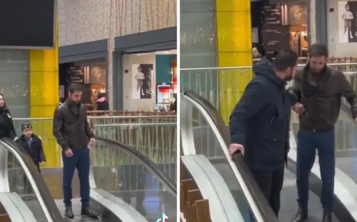 Una familia ayudó a un hombre que tenía miedo de bajar unas escaleras mecánicas y el video se viralizó