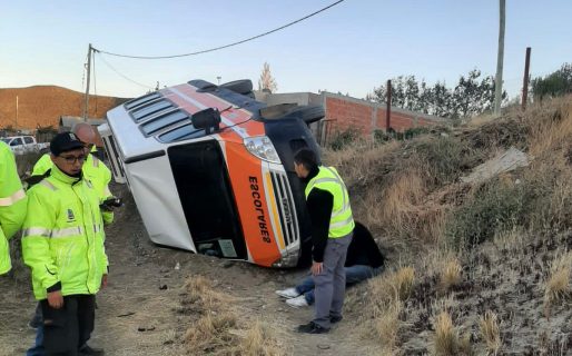 Un colectivo escolar volcó con los niños adentro