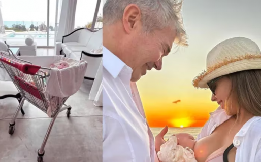 Barby Franco adaptó un carrito de supermercado para pasear a su beba