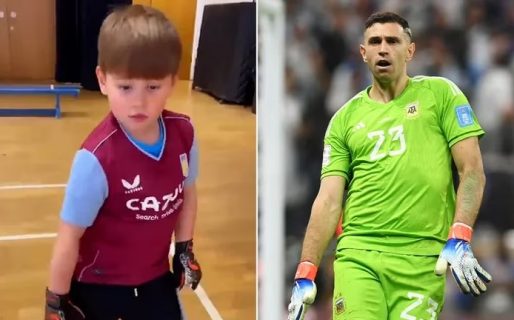 ¡Igual al papá! La tierna imitación del hijo del Dibu luego de ser premiado en la academia de fútbol