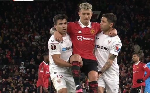 Lisandro Martínez sufrió una lesión y fue asistido por Montiel y Acuña en el empate entre Manchester United y Sevilla