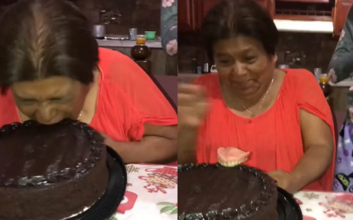 Una abuela le clavó el diente a su torta de cumpleaños y dejó la dentadura