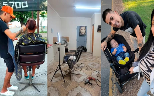 Cortaba el pelo en una plaza y luego de 7 años logró abrir su propia peluquería