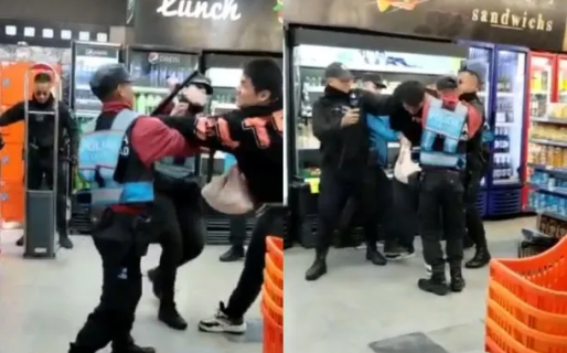 Un joven chino se fue a las piñas contra cinco policías por no dejarle llevar ¡cinco botellas de aceite!