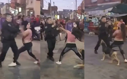 Una mujer ebria se agarró a trompadas con un policía