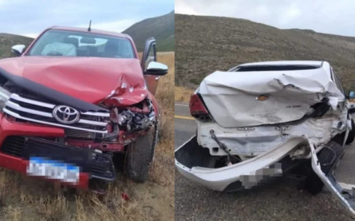 Fuerte choque entre una camioneta y un auto en Ruta 3