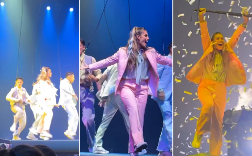 El explosivo debut de Julieta Poggio en Fuerza Bruta: acrobacia, baile y mucho entusiasmo