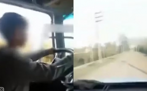 Un hombre obligó a su hijo de 8 años a manejar un camión con acoplado y le dio el peor consejo