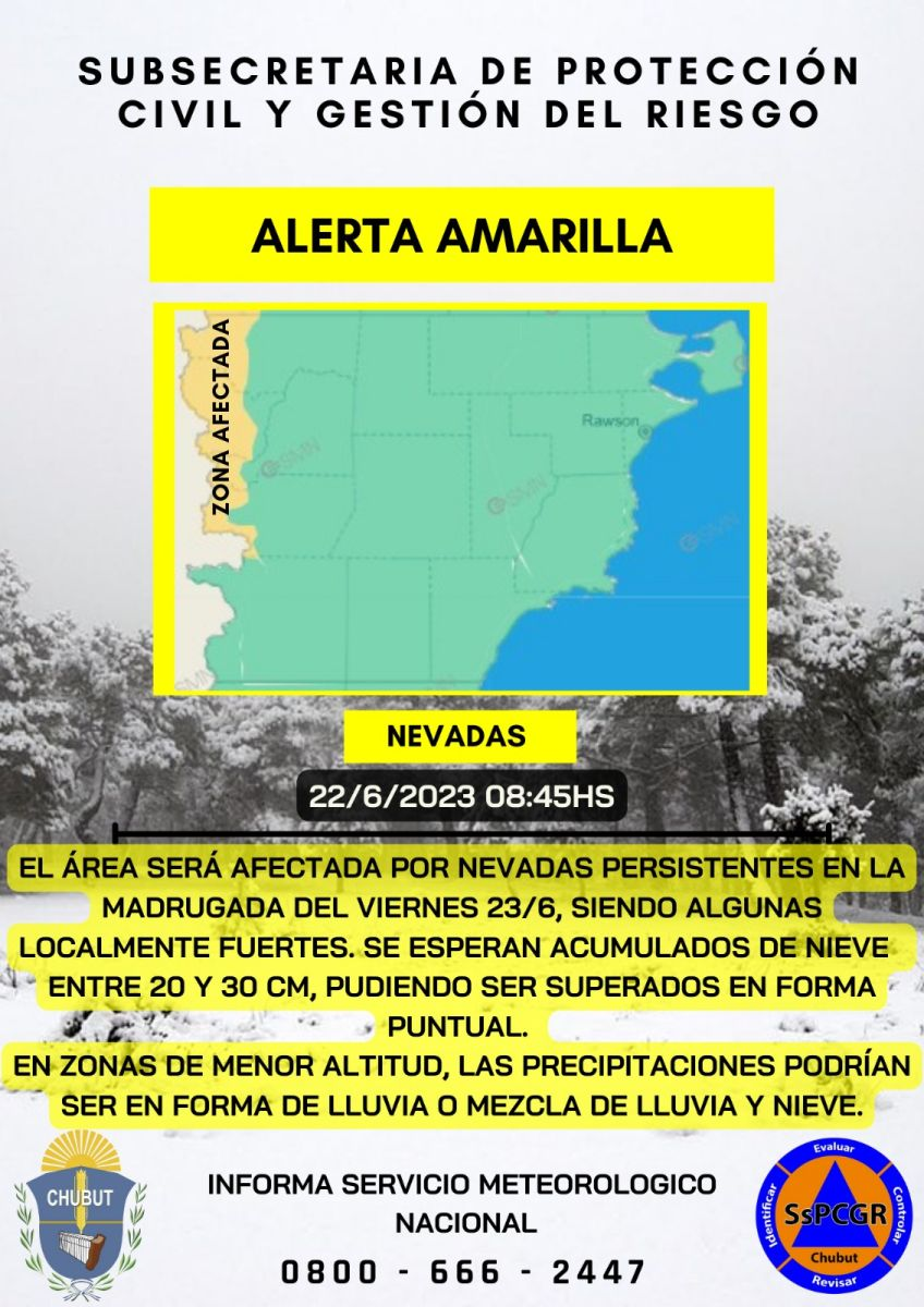Alerta amarilla por fuertes nevadas para la zona cordillerana: conocé ...