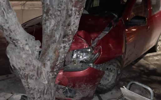 Una mujer chocó contra un árbol debido al estado de la calzada