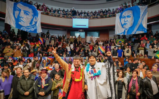 Grabois hizo un acto con Evo Morales en la UBA: citó al “comandante Chávez” y habló de la ofensiva imperialista