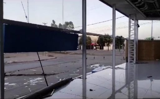 Comodoro bajo alerta roja: Los fuertes vientos hicieron explotar los vidrios de Akar Automotores