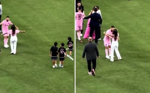 Antonela confundió a Messi con Jordi Alba y casi le da un beso en pleno campo de juego
