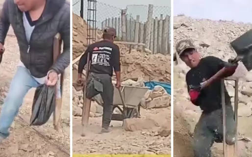 Un joven sin una pierna, que trabaja duramente en la construcción, conmovió en las redes