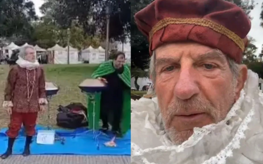 Pablo Alarcón actúa a la gorra en una plaza: “Necesito ganar guita para vivir”