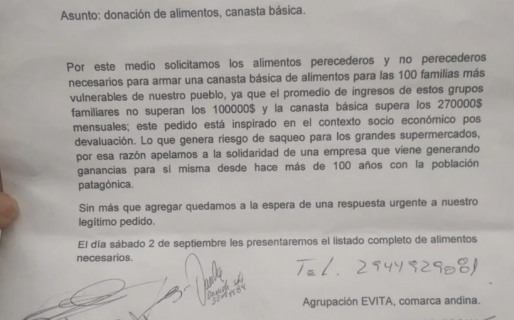 En Lago Puelo, piqueteros piden alimentos para desalentar los saqueos