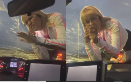 Una mujer alcoholizada persiguió a tres jóvenes y se subió arriba del capot de un auto