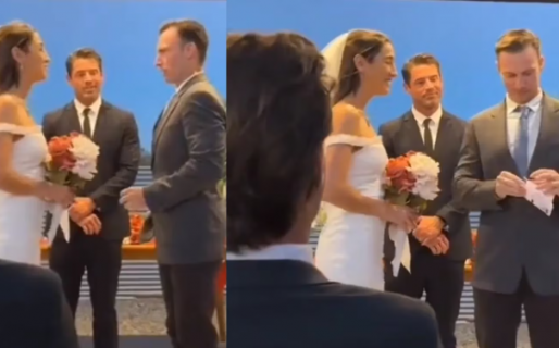 El insólito cartel que sacó un hombre mientras leía los votos matrimoniales en su casamiento: “Mal chiste”