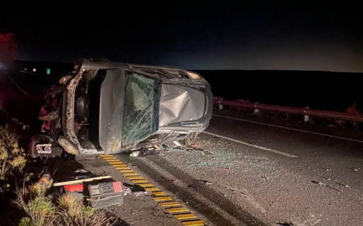 Un conductor intentó esquivar una liebre y volcó