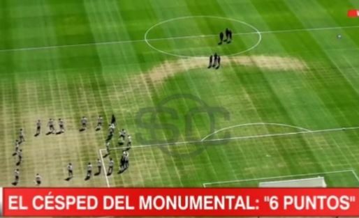 Así está el césped del Monumental a horas del partido con Independiente