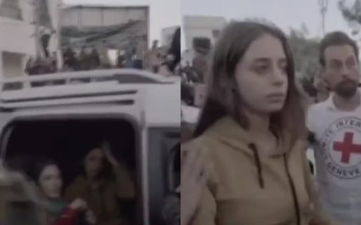 El aterrador momento en que una rehén de Hamas fue liberada en medio de una multitud enardecida