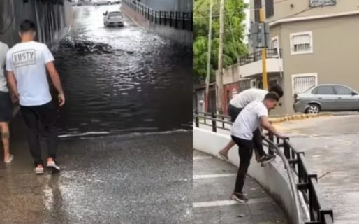 Perdió la patente durante la tormenta, salió a buscarla y el video se hizo viral en TikTok