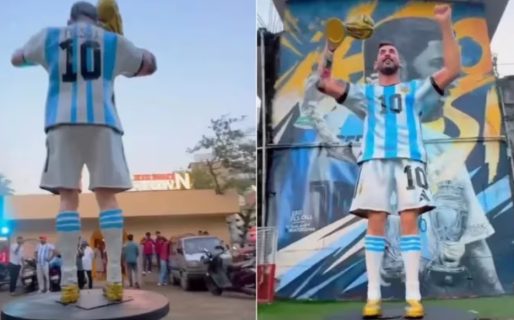 Le hicieron una estatua a Lionel Messi y en las redes estallaron los memes y comparaciones