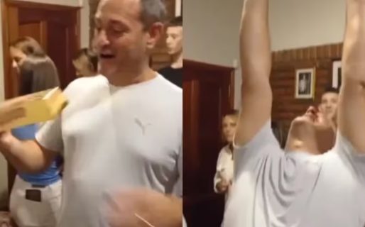 Le hizo un regalo especial a su papá por Navidad y él tuvo una hilarante reacción: “El menos fan”