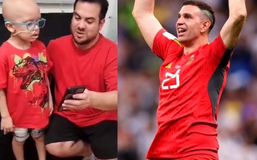 «Sos un guerrero»: el noble gesto del Dibu Martínez con un niño que terminó su tratamiento oncológico