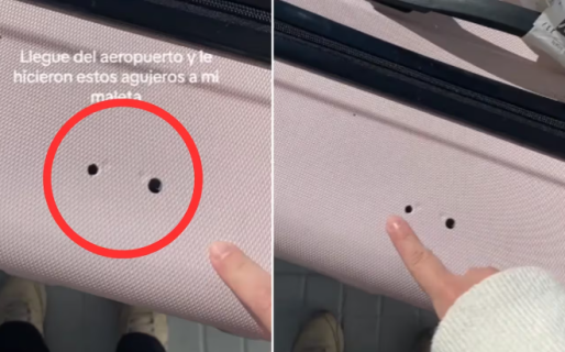 Encontró su maleta con dos agujeros tras un viaje en avión y todos buscan descubrir el motivo