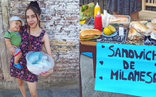 Vivió en la calle con su bebé, empezó a vender sándwiches para salir adelante y un video viral lo cambió todo