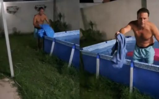 No podía dormir por el calor, encontró la forma de recostarse en la pileta y se hizo viral en TikTok