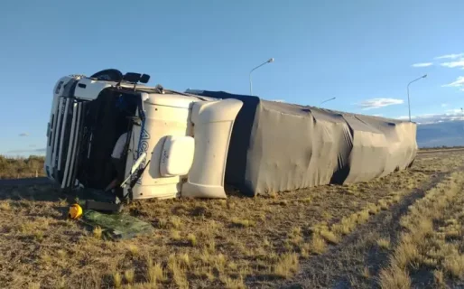 Un camión volcó por esquivar un zorro