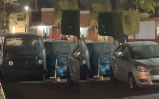 Salió a la calle en plena madrugada, vio un “fantasma” en un auto y aterró a todos