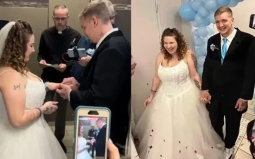 Querían que su casamiento fuera inolvidable y lo consiguieron: se casaron en un baño público