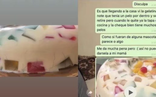 Encargó una torta con gelatina, encontró pelos y la respuesta de la pastelera la descolocó: “Tengan cuidado”