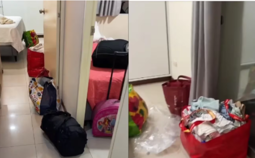 Se mudó con su esposo, todavía estaba todo desordenado pero él se las ingenió para montar su propio espacio