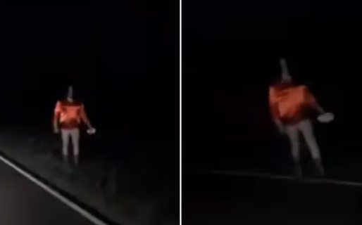 Una pareja se cruzó con un “fantasma” sin rostro en medio de la ruta