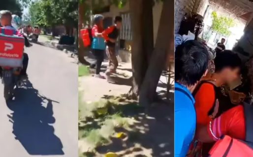 Repartidores atraparon a un ladrón, lo golpearon y recuperaron una moto robada a un colega