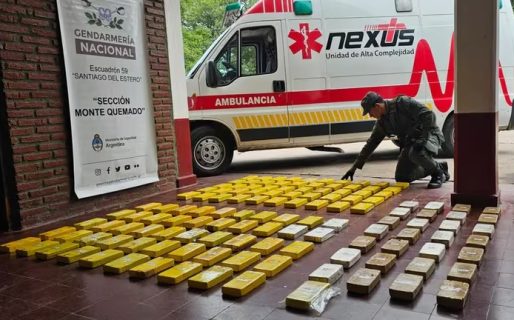 Encontraron 134 kilos de cocaína en una ambulancia