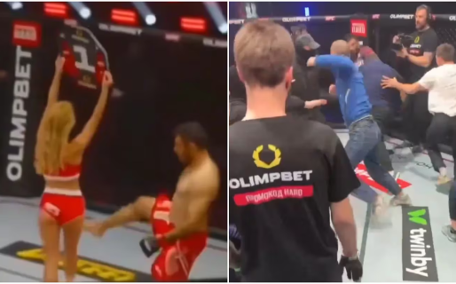 Un luchador agredió a una mujer arriba del octágono y se armó un escándalo: batalla campal y sanción ejemplar