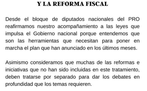 El Bloque de Diputados del PRO acompañará la Ley de Bases y la reforma fiscal