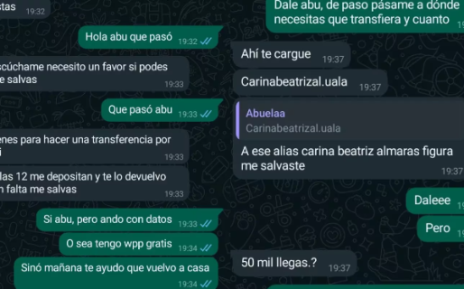Le hackearon el WhatsApp a su abuela, le pidieron plata pero él terminó estafándolos