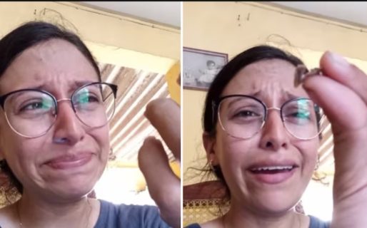 Una joven comió chocolate en polvo, sintió algo raro en su boca y descubrió algo desagradable